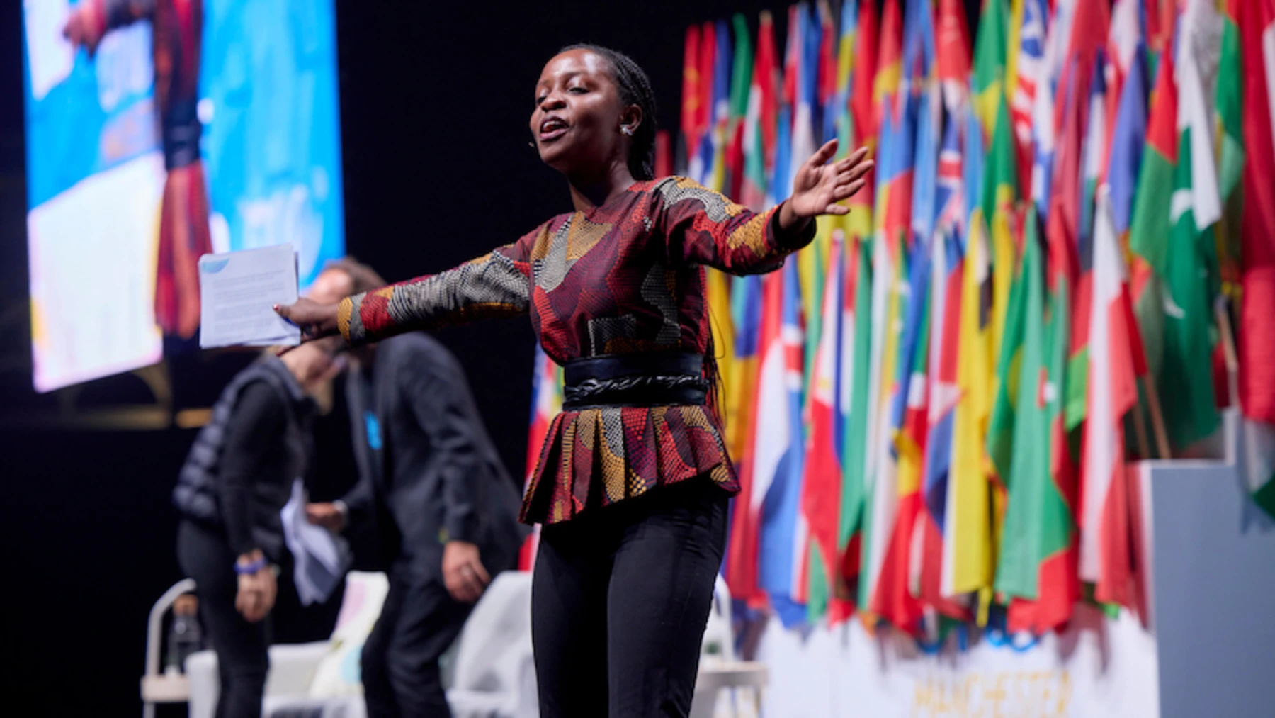 Coordinating Ambassadors on stage at the One Young World Summit Manchester 2022