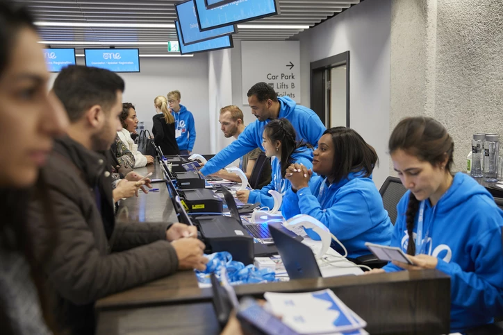volunteers at the registration desk