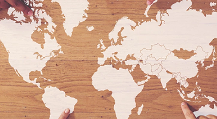 world map crafted with paper